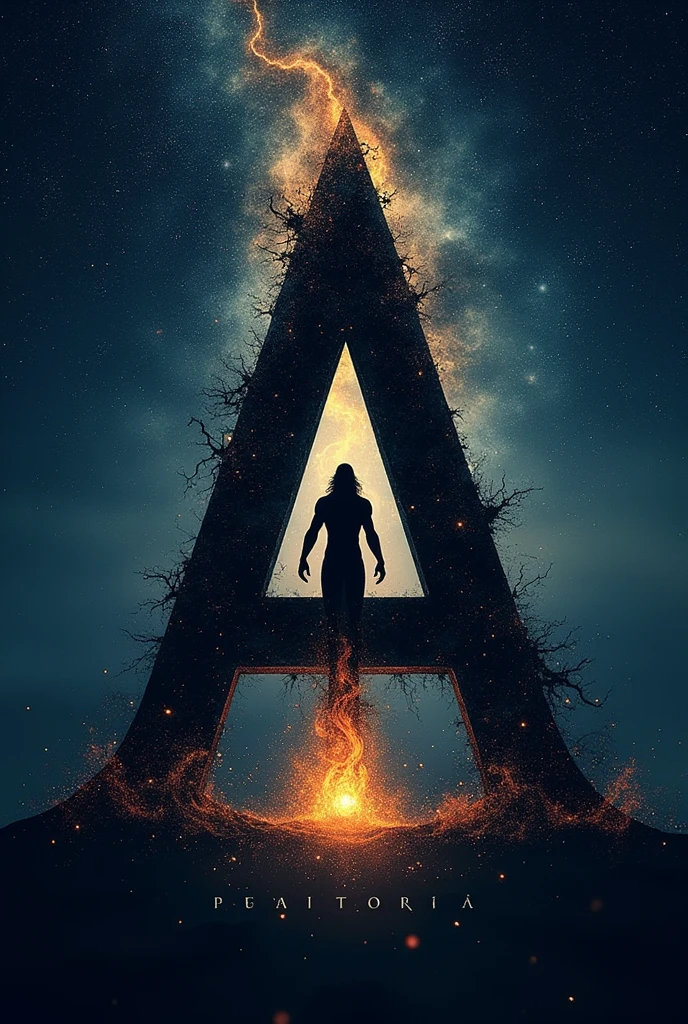 letter A with lord shiva murti or shiv ling as black background with stars
