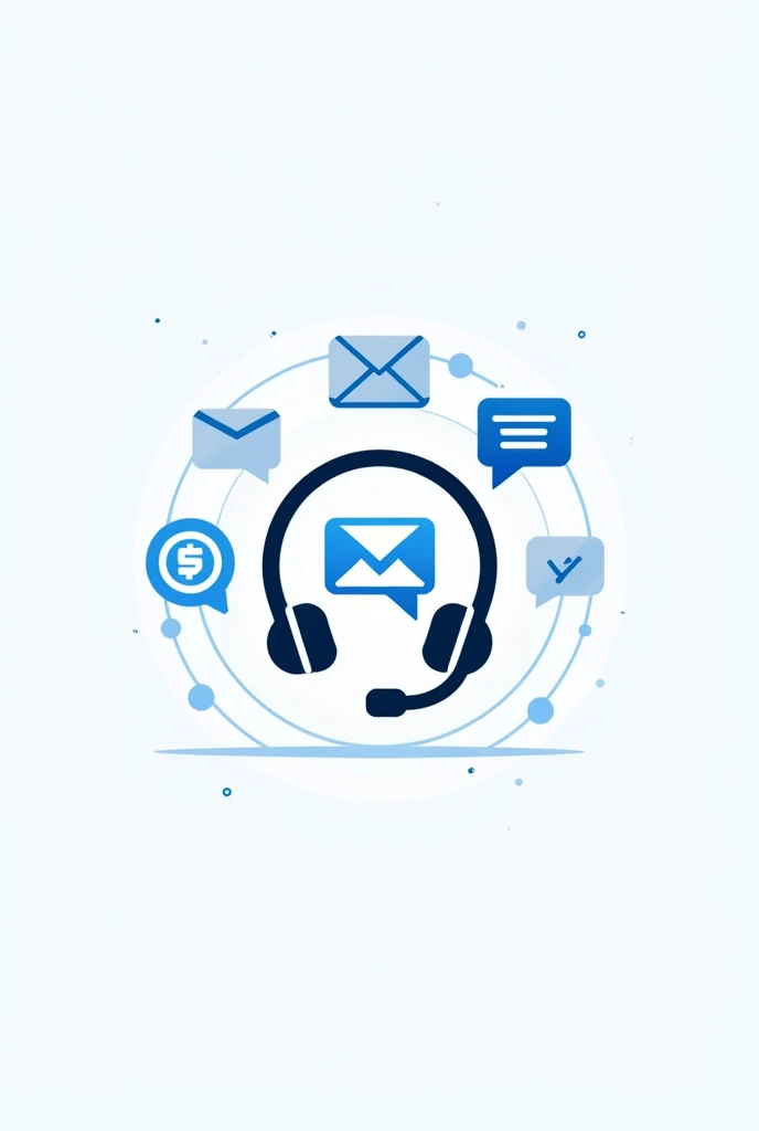 Un logo pour une équipe de développement appelée contacts sortants avec un casque micro, un email, un SMS, un appelle et une application