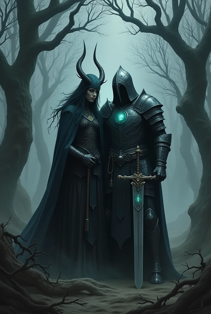Elf dark druid and human dark knight. Friends