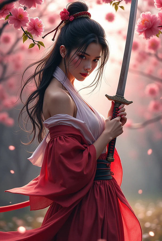 chest, samurai sword Japanese women Peach sexy