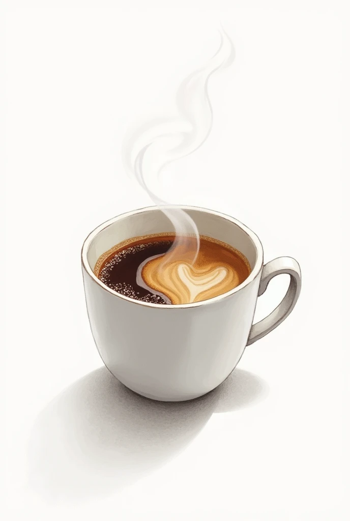 Coffee /tea drawing in a white cup