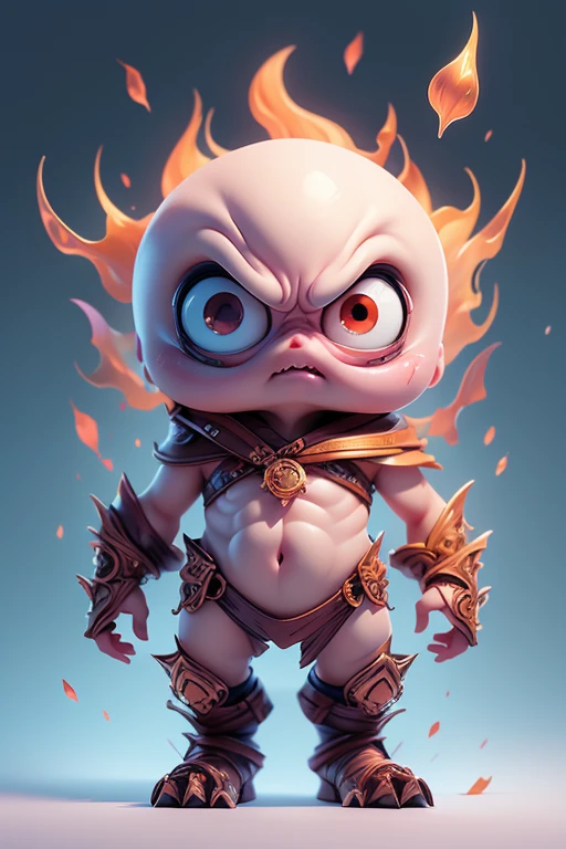 Create a monster image, a small, big-headed, baby monster.. The body is transparent and can be seen through. The image is sharp and detailed., with beautiful colors.. With arms, leg, eyes, mouth, พื้นหลังสีlegว