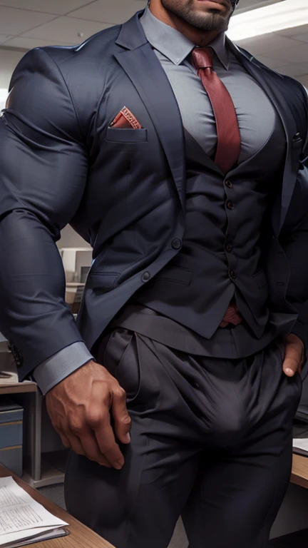 Front open Office suit and showing hairy chest close up focus on press down bulge by hand wetty bulge indian perfect wetty big hairy monster bulge in pant, masterpiece