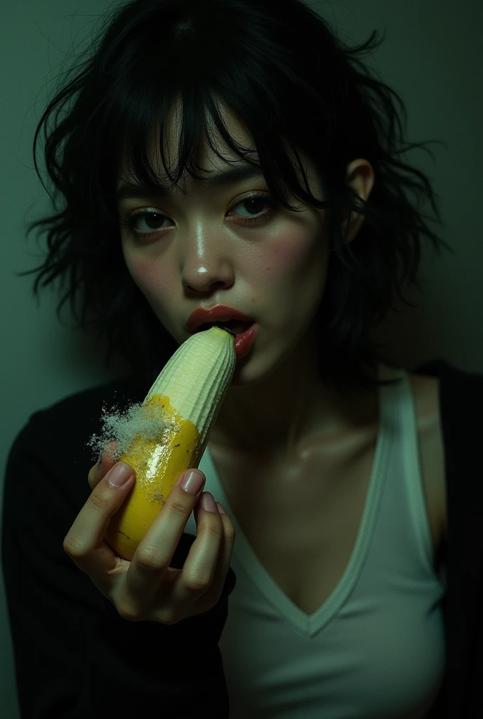 Banana with cocaine eaten by a young woman