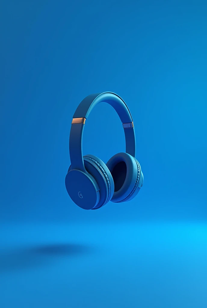Blue background headphone floating around desktop animation