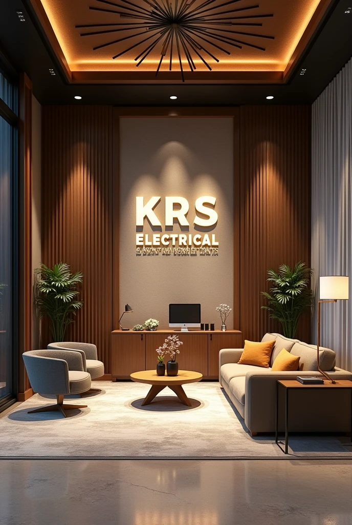 A unique luxurious office fpr electrical engineer and on one wall KRS Electrical & Contractors