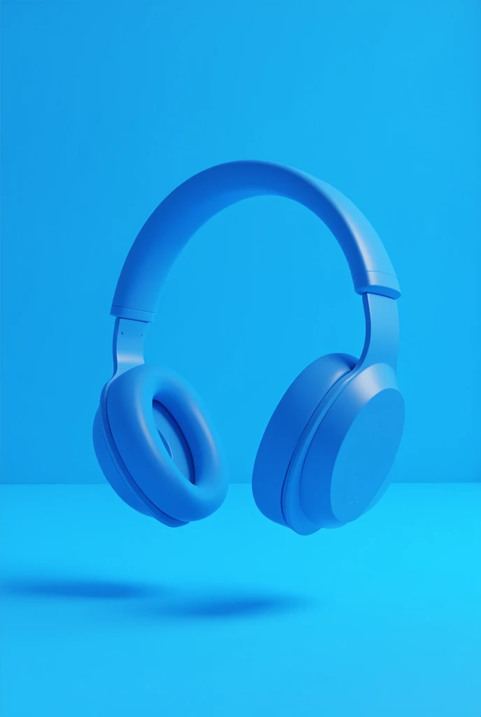Blue background headphone floating around desktop animation loop
