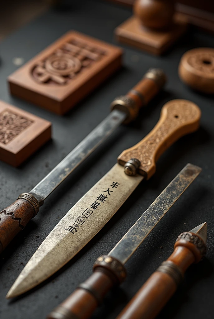 Ancient Chinese seal carving knife，Seal carving tools，There is a knife，