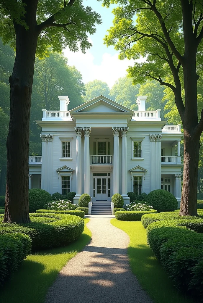 White house in the forest