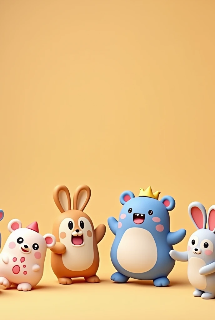 (Most of the background is solid color.),Simple animation characters Small cute cartoon characters are shown below