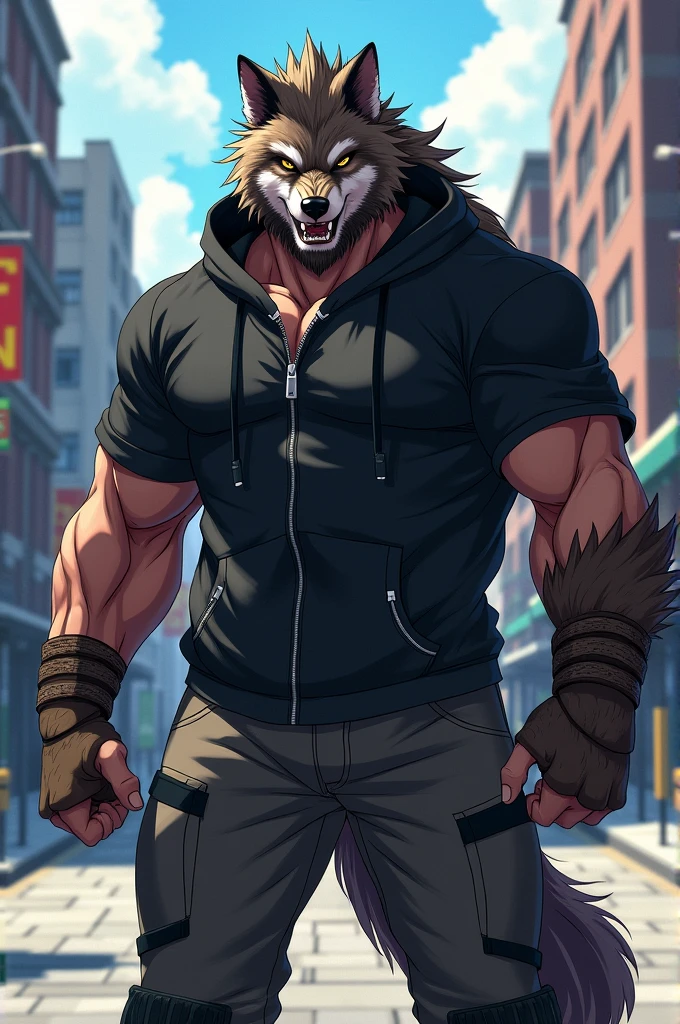 Masterpiece, Solo, Furry Wolf, Perfect Eyes, Short Hair, Medium Muscular Body, Adult, Cool Pose, Handsome, shirtless, Good Looking, Fierce.