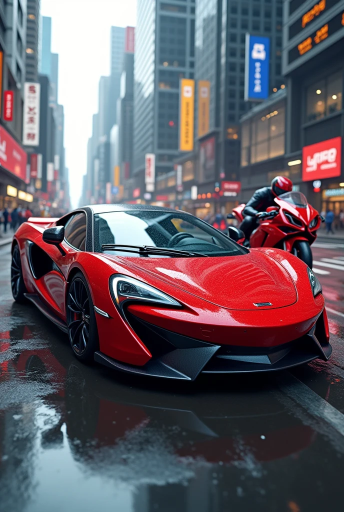 Car and bike photo red colour