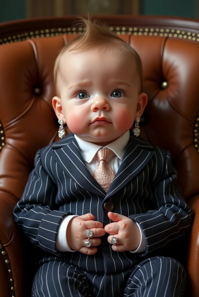 Hyper Realism Newborn Baby Girl Dressed Up As A Billionaire As Real As In Real Life