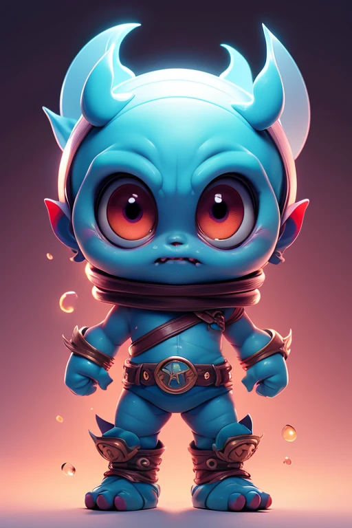Create a monster image, a small, big-headed, baby monster.. The body is transparent and can be seen through. The image is sharp and detailed., with beautiful colors.. With arms, leg, eyes, mouth, พื้นหลังสีlegว