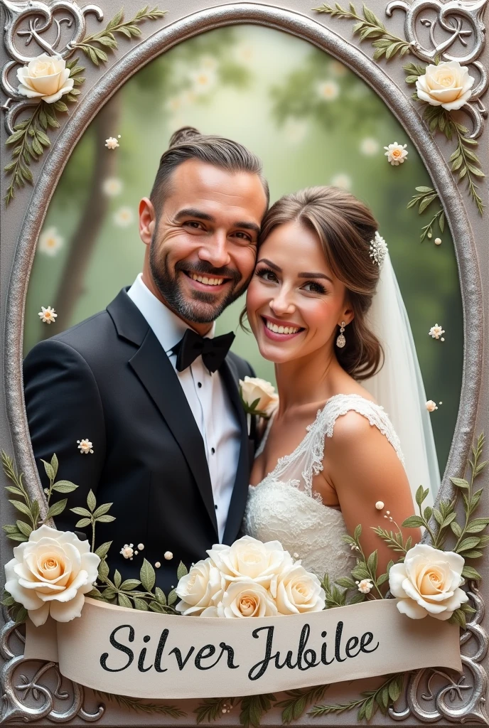 Silver Jubilee wedding anniversary greetings card