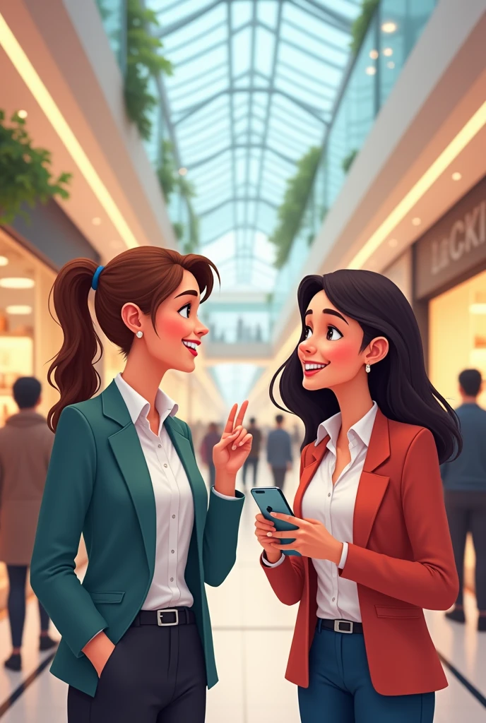 Saleslady girl talking 2d
The background is mall