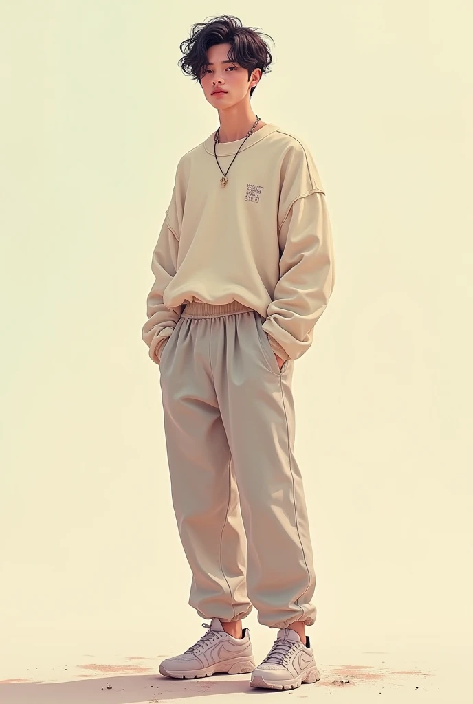 A man dress in aesthetic soft boy style 