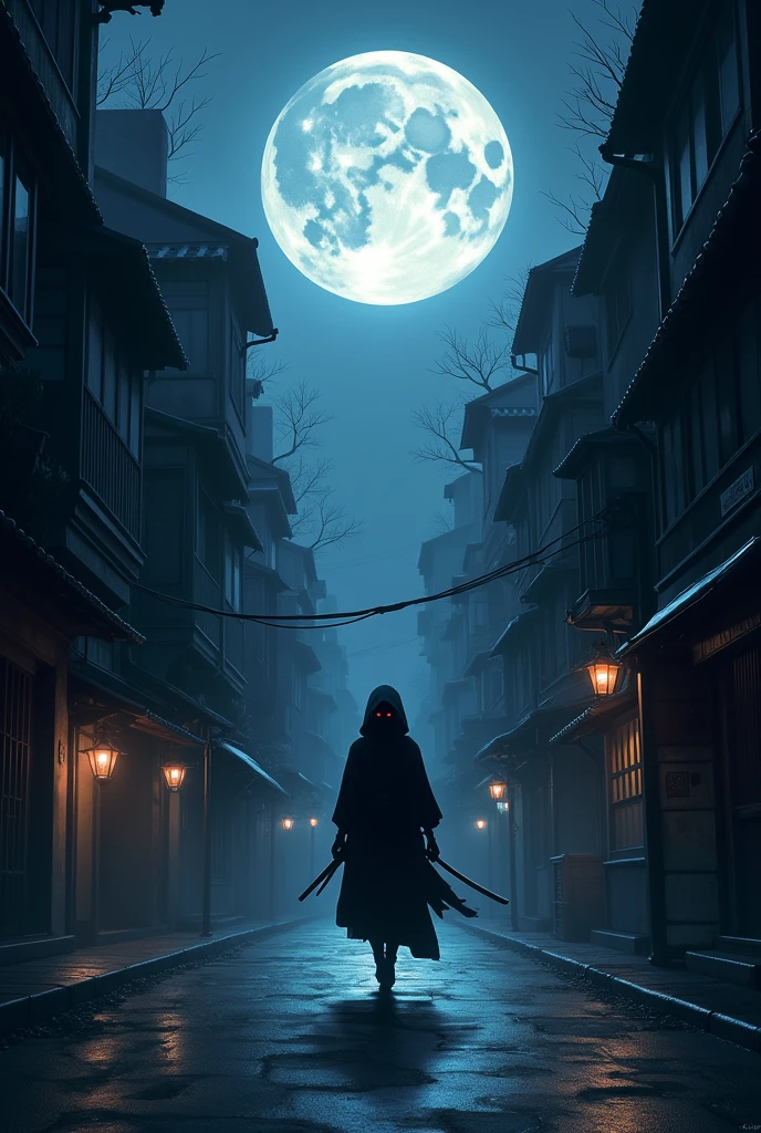 Ninja、night、city、small、moon、Hanging eyes、beautiful、Kaoru Yumi