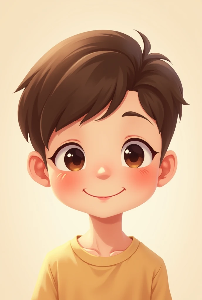 cute boy with brown side part hair, cute