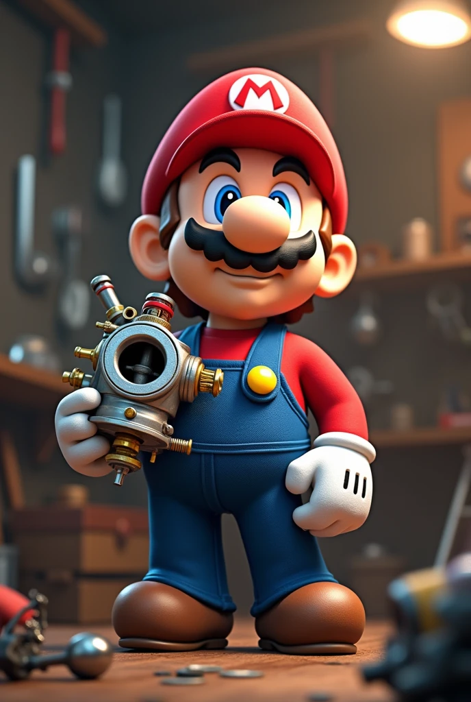mario holding a carburetor