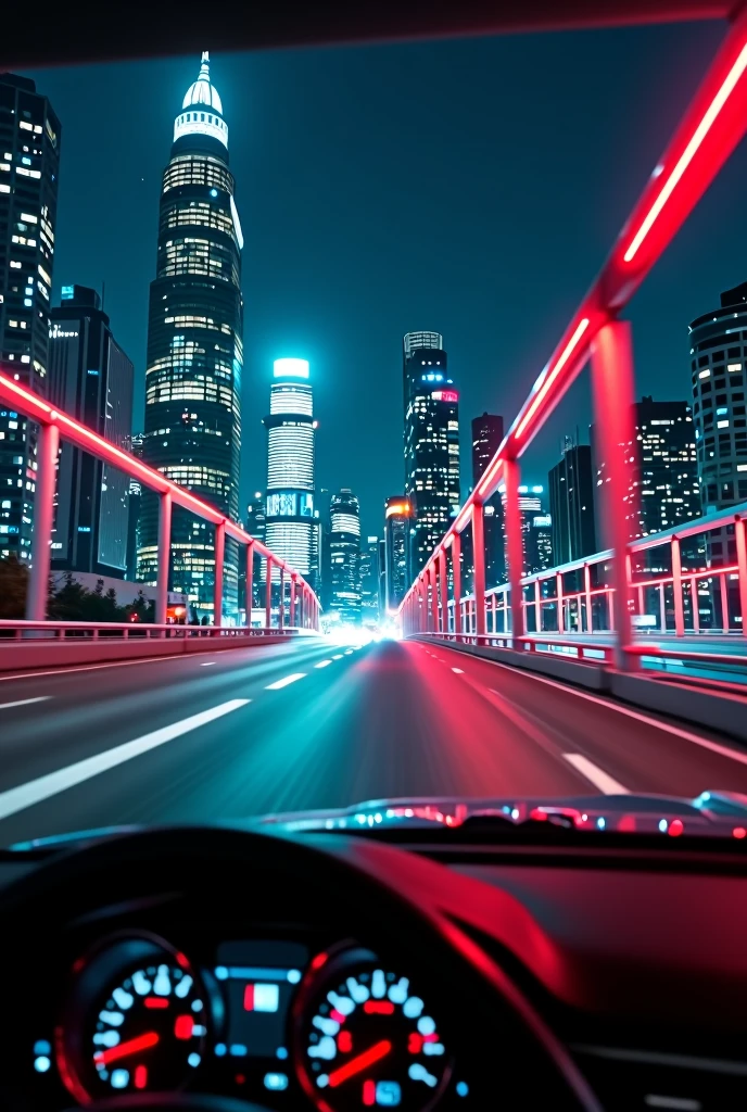 Metropolitan Expressway drive night Neon lights are beautiful View from the driver's seat While driving