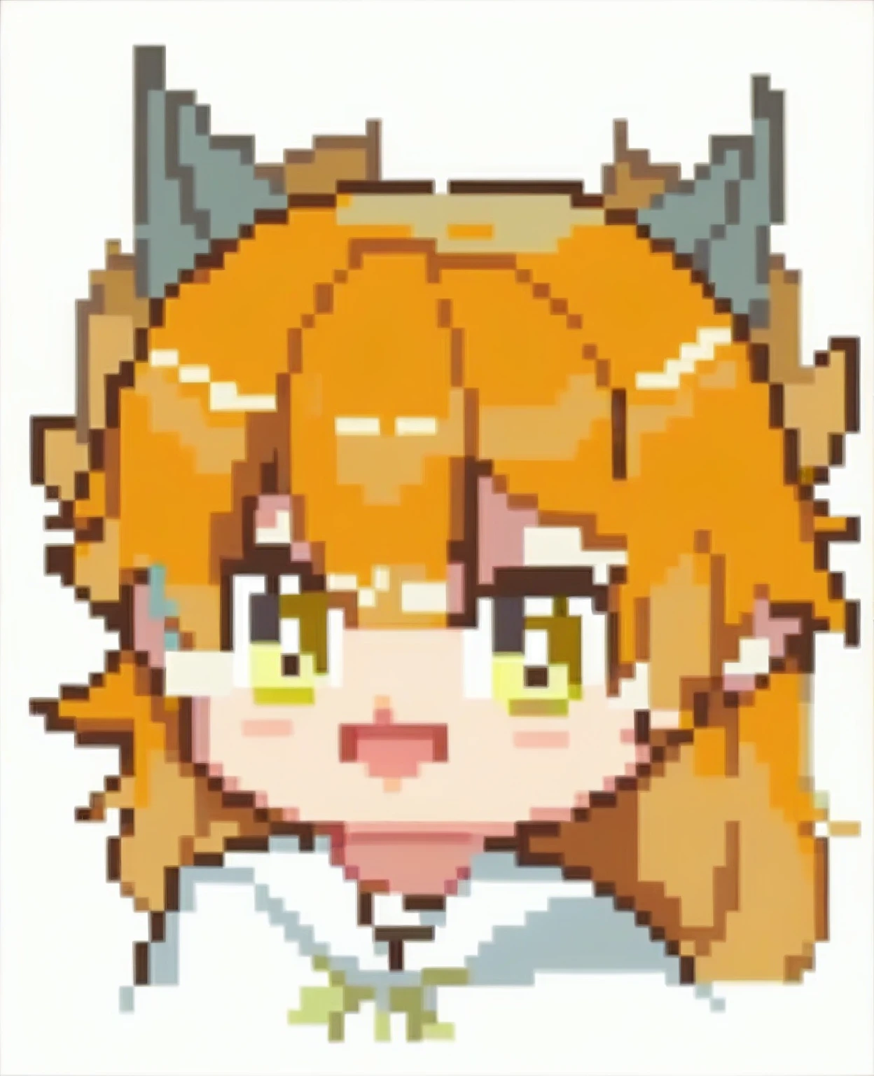 score_9, score_8_up, score_7_up, source_anime, 1girl, chibi, pixel art, Boy, upper body, orange hair, yellow pupils, Cornucopia