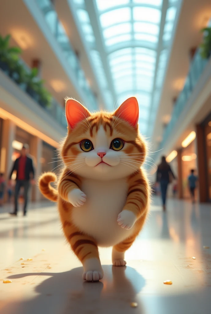 A pregnant cat in shopping mall