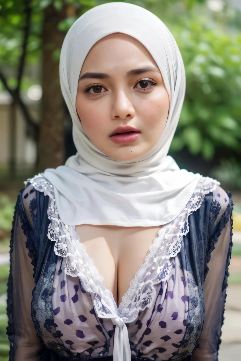 ((Naked Hotpants)), ((Leopard Pattern)), ((Lace V-neck ice silk nightdress)), (((((HALF BODY PORTRAIT))))), ((FLAT CHEST:1.6)), ((Lace)), ((CYNIC FACE EXPRESSION:1.24)), masutepiece, High quality, UHD 32K, Realistic face, Realistic skin feeling , A Japanese Lady, 5 matured lady, , Very cute and -like face, (((FLAT CHEST))), (Night time at forest), ((look In front at the camera and SADNESS)), (((CUTE GIRL))), ((PURPLE FLUORESCENT LIPS)), ((Floral Pattern)) little wearing lingerie, dark night background , black forest night, horror scary place, (from behind up), ((((HIJAB STYLISH))), ((GIGANTIC BREASTS))