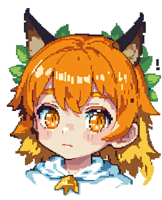 (masterpiece, top quality, best quality), pixel,pixel art, Boy, upper body, orange hair, yellow pupils, Cornucopia