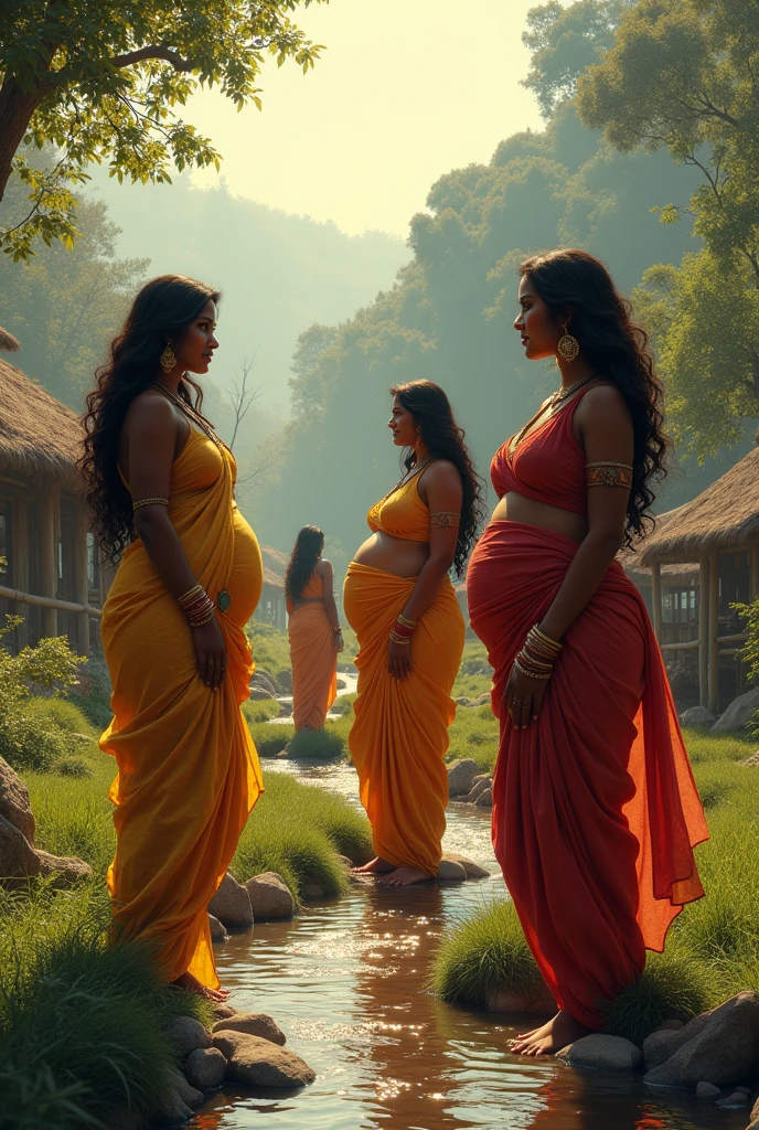 Big boob indian village women tree sunlight river
