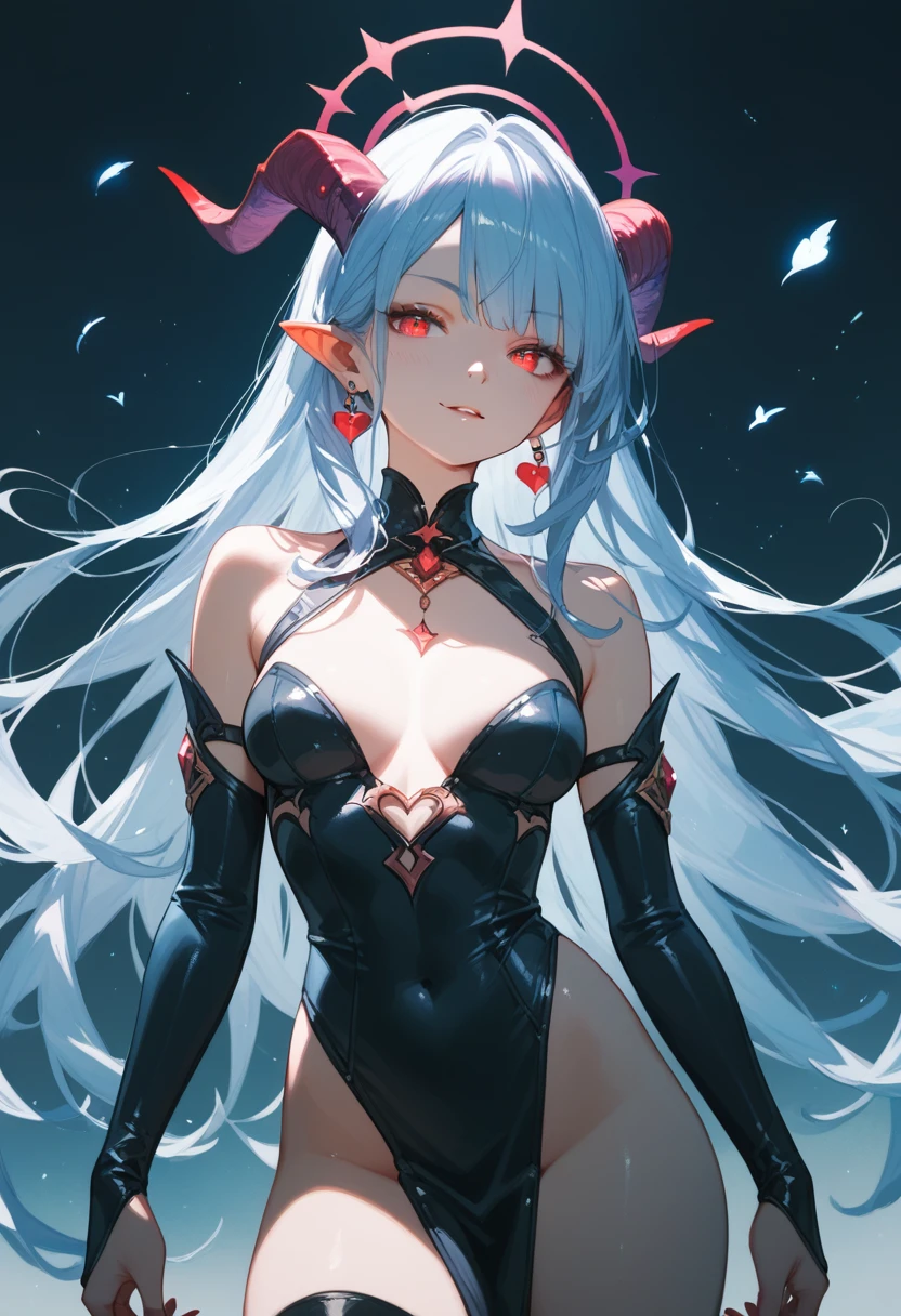 (NSFW), small body, multiple girls, grey skin, blue skin, demon girl, demon anime girl, anime monster girl, monstergirl, girl design lush horns, monster girl, tiefling,  with horns, jen bartel, vibrant colors, evil, cute, rossdraws cartoon vibrant, mika kurai demon, oni horns, kneel down