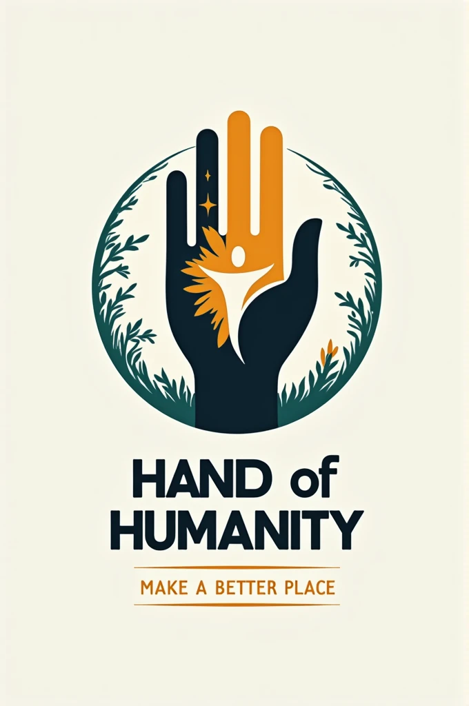 Epic logo for "Hand of Humanity" text with it's symbol slogan is "Make a better place"