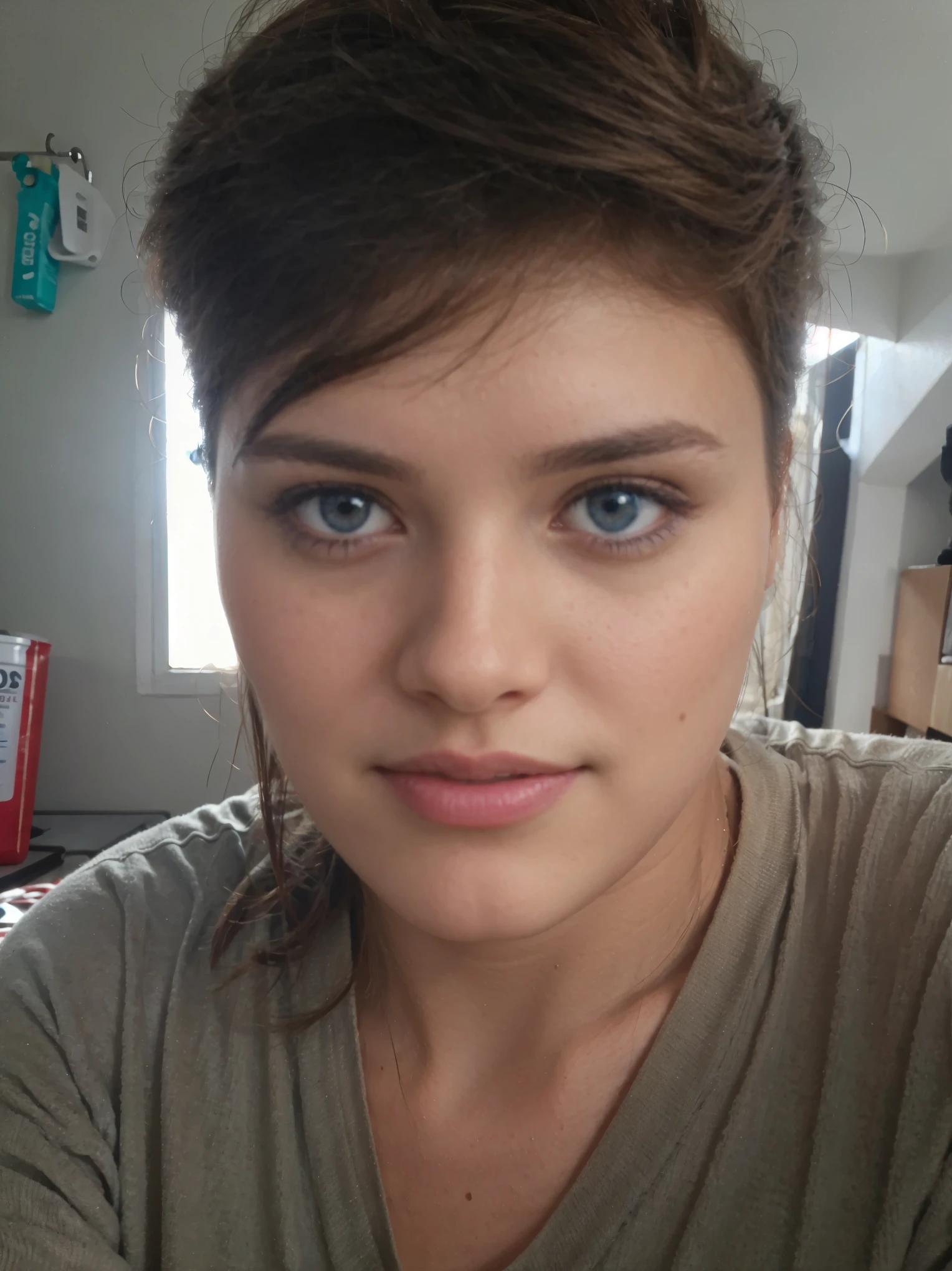 Blue eyes, Brown Hair