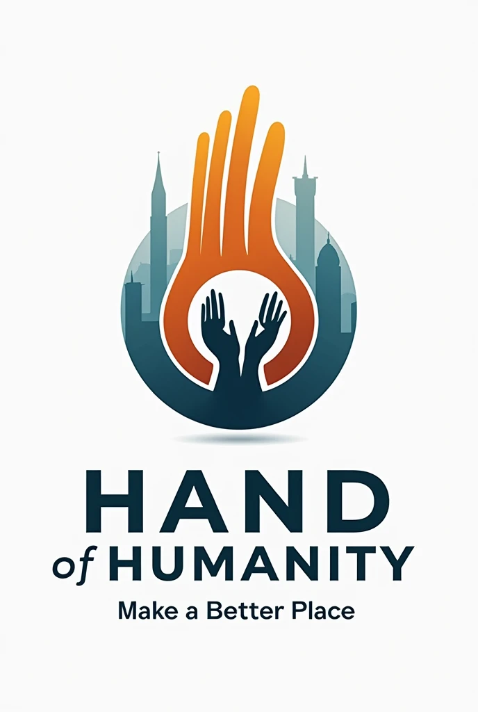 Epic logo for "Hand of Humanity" text with it's symbol slogan is "Make a better place"