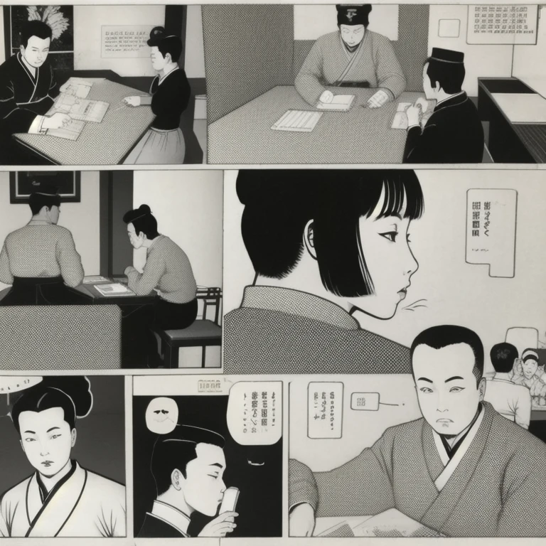 (masterpiece, best quality:1.2), comics、Monochrome、China、Pen case