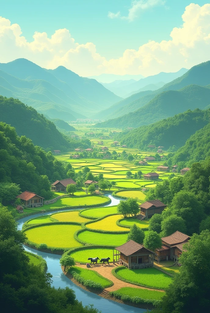 peaceful countryside scenery of Dai Viet