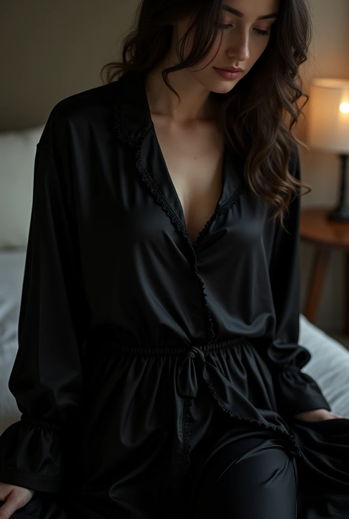 Black silk emotional pajamas