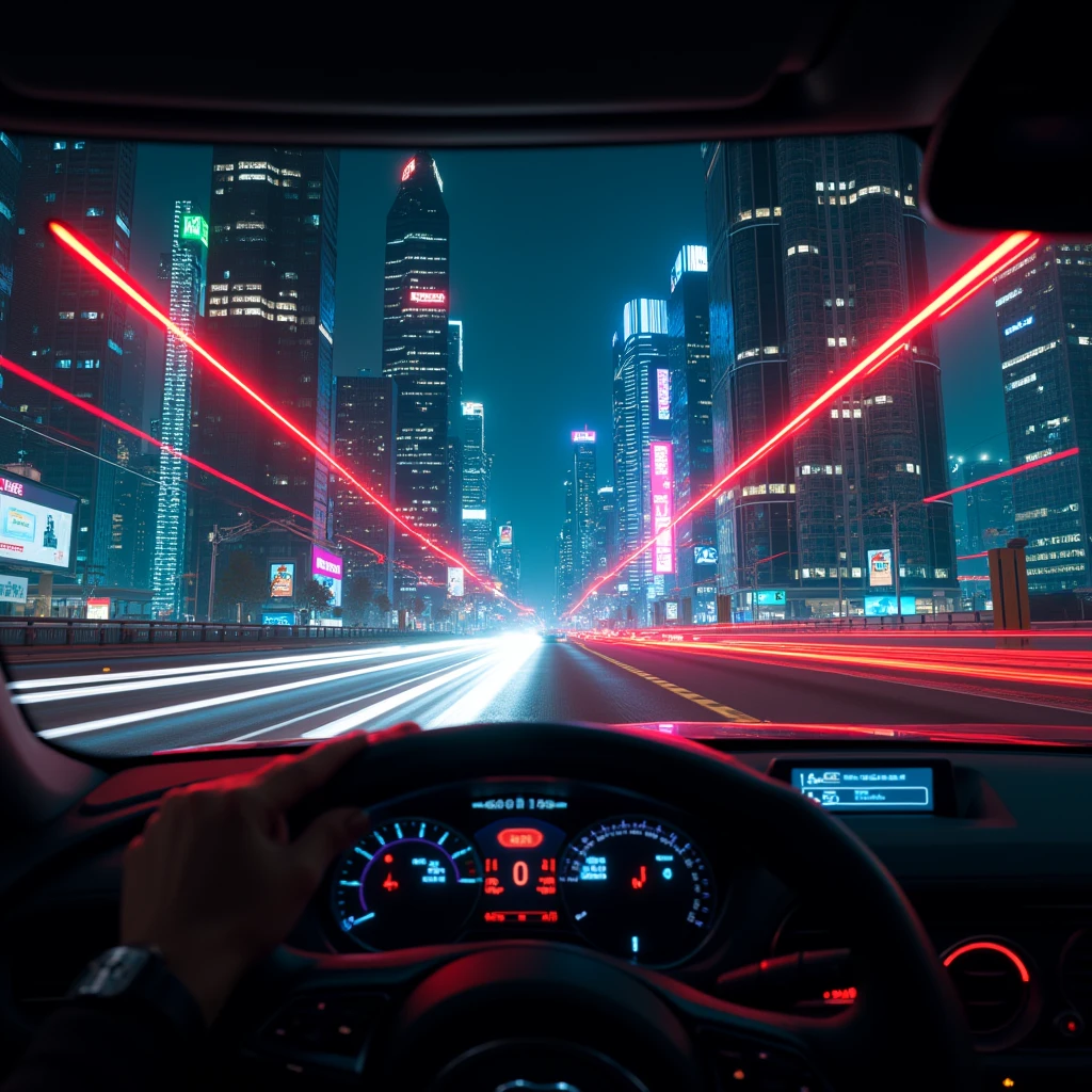 Metropolitan Expressway drive night Neon lights are beautiful View from the driver's seat While driving