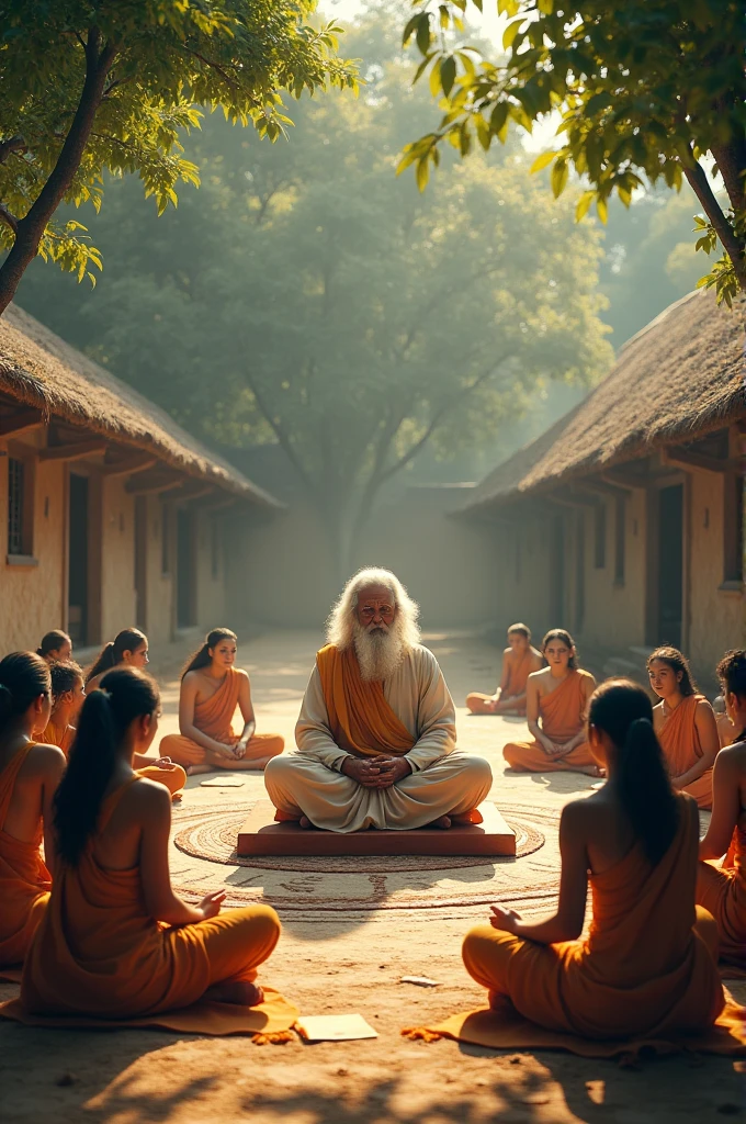 Guruji tiching students in gurukul create image