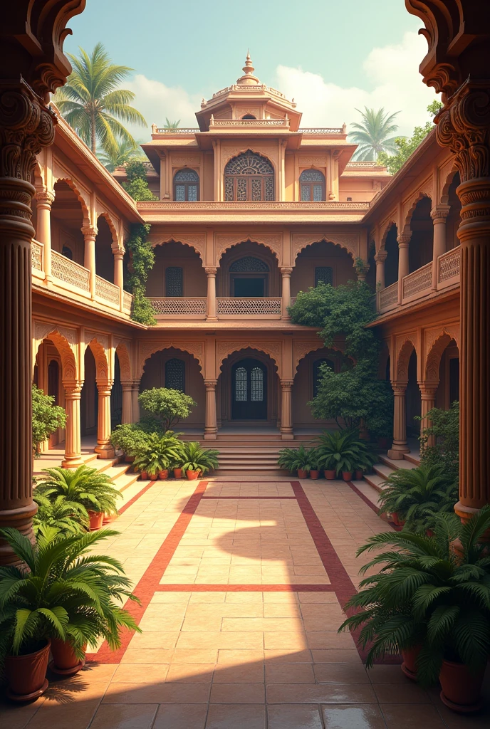 Indian There is a big house in the village, there is a big courtyard in the house.