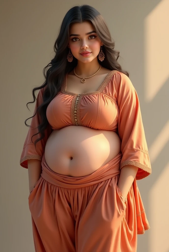 A Pakistani girl. Cute and beautiful. Heavy body shape. Real face.