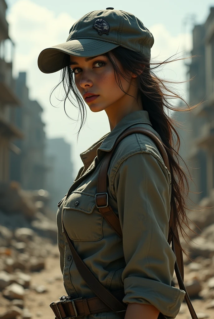 Woman with broken cap