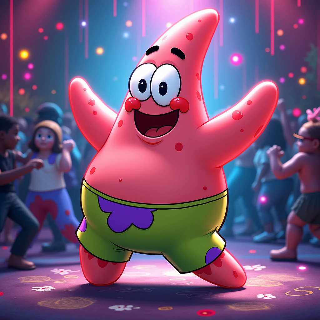 Patrick Star enjoying a funk dance