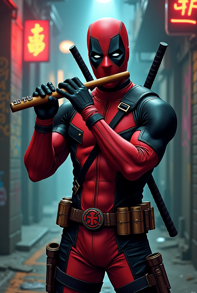 Deadpool with flute