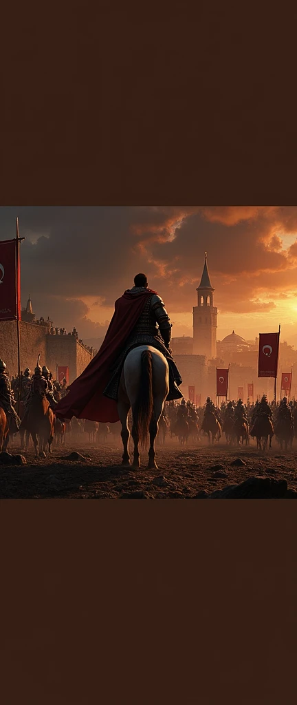 The walls of Bursa. Ottoman forces are positioned outside the city, preparing for an assault. The tension is palpable as Orhan Ghazi observes the battlefield.
Orhan Ghazi: (to his commanders) Today, we take Bursa! This city is the key to our future. Show no mercy, but remember—once the city falls, we must win the hearts of its people.
Commander: (saluting) As you command, my Bey!
*(The battle unfolds with the Ottomans launching a coordinated attack on the city walls. After intense fighting, the city gate is breached, and Ottoman soldiers pour into Bursa.)
Orhan Ghazi: (riding into the city, victorious) Bursa is ours! From this day forward, it will be the heart of our empire.
