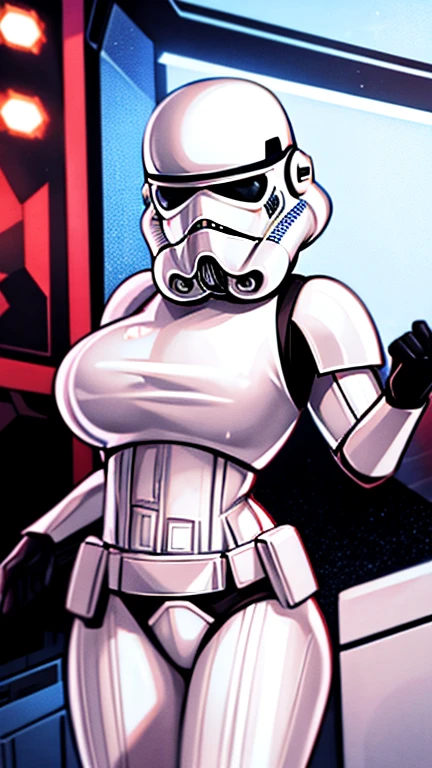 A Storm trooper has large breasts showing 