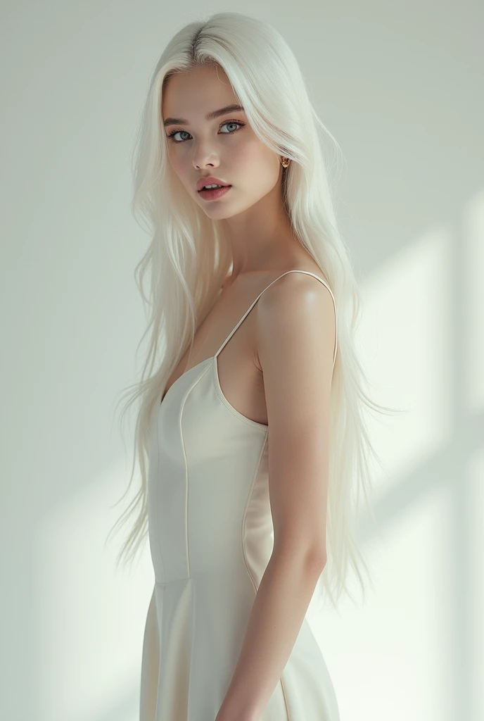 Masterpiece, (Abbey Lee Kershaw :1.1), analog style, model shoot style, (slender slim body, full body shot:1.2), photo of a Australian girl, 1girl, (albino girl, very pale skin, long white hair:1.2), shiny body, smile, cute thin face, perfect thin face, realistic detailed eyes, (photo by lee jeffries, greg rutkowski and magali villanueve), octane,