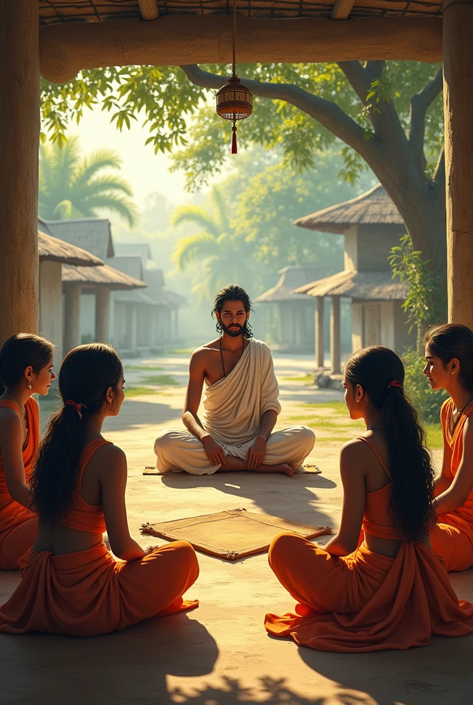 Students sitting in gurukul