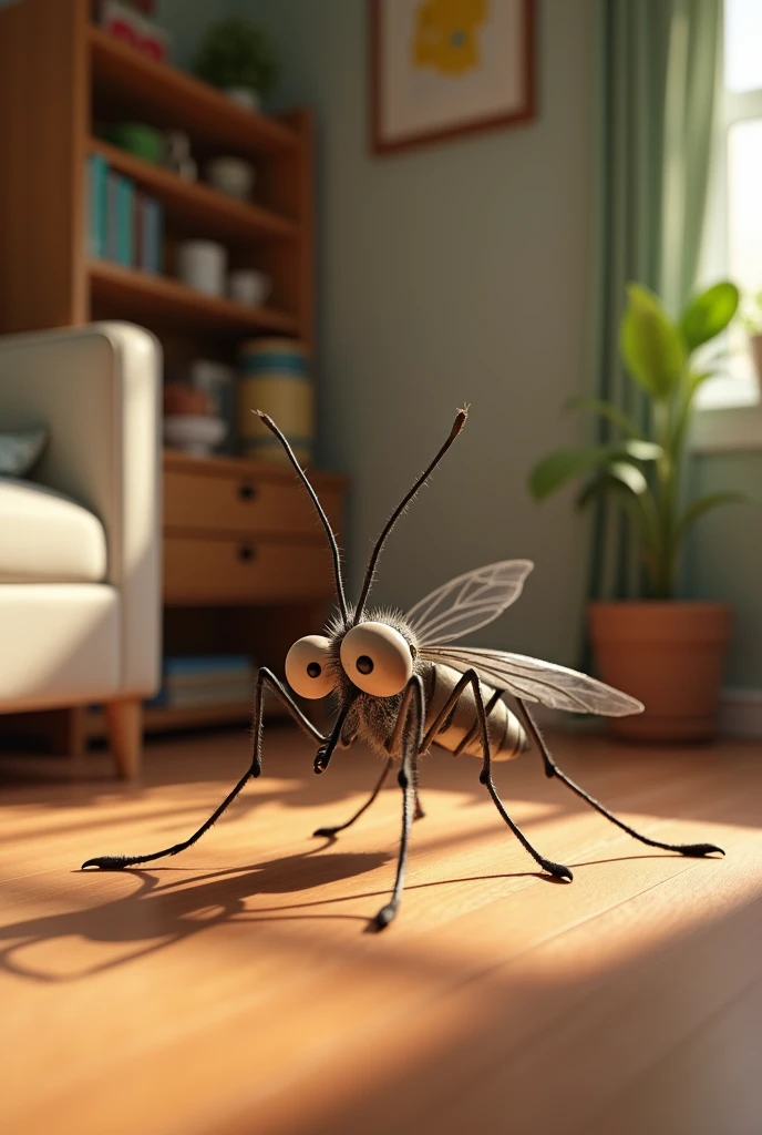 Mosquito in home ai 3d cartoon type realistic image 