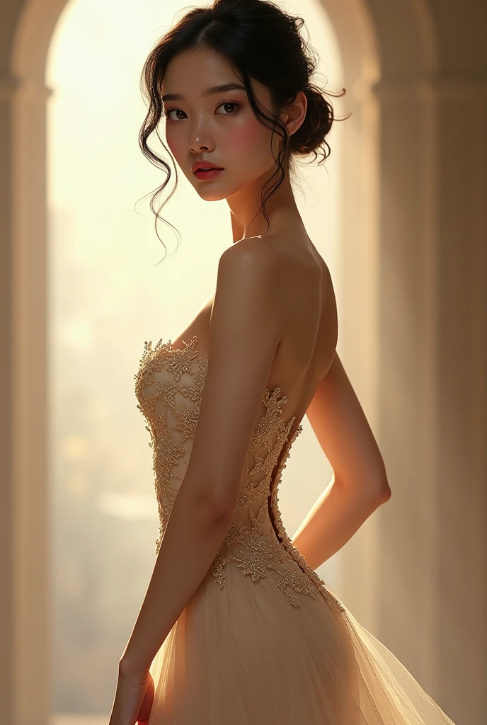 Asian in very elegant and sexy evening 
